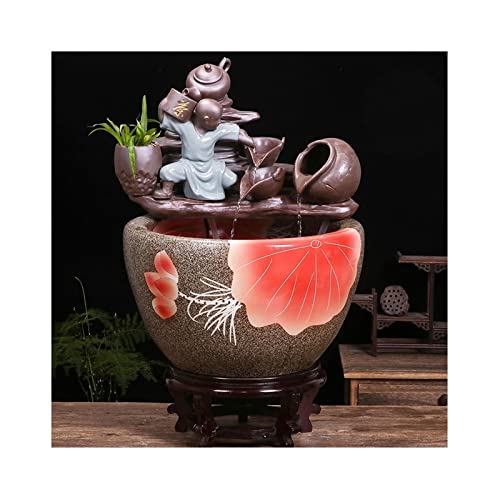 Fish Tabk Keramik-Aquarium im chinesischen Stil, Wohnzimmer, raumhohes Zirkulaties Zirkulationswasser, Aquarium für Büro, Balkon, Innenhof, Lotusfisch-Zuchtbecken, Cooles Aquarium (Farbe: A) von FBHappiness