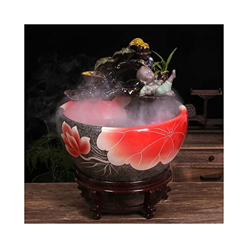 Fish Tabk Keramik-Aquarium im chinesischen Stil, Wohnzimmer, raumhohes Zirkulaties Zirkulationswasser, Aquarium für Büro, Balkon, Innenhof, Lotusfisch-Zuchtbecken, Cooles Aquarium (Farbe: B) von FBHappiness