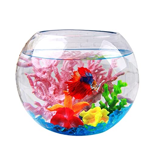 Fish Tabk Kreatives Glas-Aquarium, kugelförmiges rundes Schildkrötenbecken, Gold rundes Schildkrötenbecken, Goldfischglas, Schreibtischdekoration, transparentes Aquarium, Cooles Aquarium (A) von FBHappiness