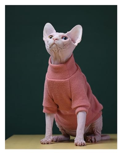 Katzenkleidung, Kleidung für haarlose Katzen, Katzenkleidung, RollkragenpulloverRollkragenpullover für Katzen, Stretch-Katzen-Hemd, Dicker Katzenpullover (Farbe: Wassermelonenrot, Größe: L+) von FBHappiness