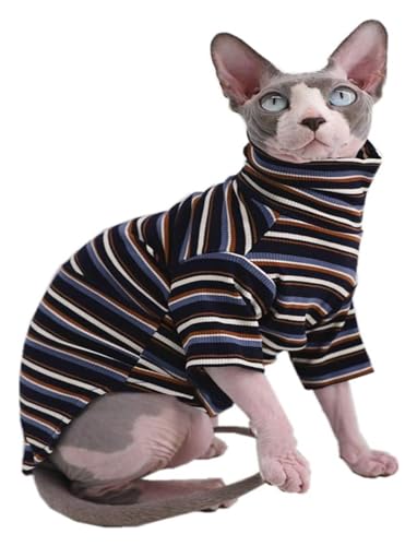 Katzenkleidung Kleidung für haarlose Katzen, süße, atmungsaktive Sommer-T-Shirtsaustiere, Weste mit rundem Kragen, ärmellose Kätzchenhemden, Bekleidung für Katzen und kleine Hunde (Farbe: Vi von FBHappiness