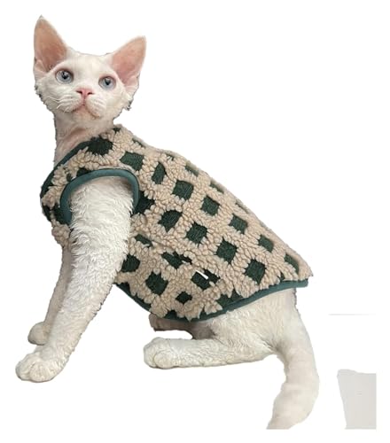 Katzenkleidung Kleidung für haarlose Katzen Winterkleidung für Katzen Verdickterte Ärmellos Warme weiche Jacke Druckknopfdesign Bequeme Katzenbekleidung Haustierkleidung für Katzen (Farbe: G von FBHappiness