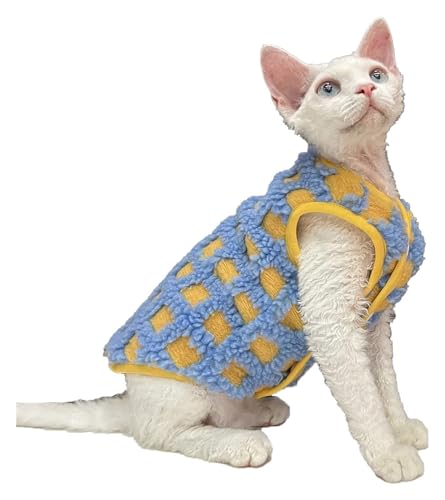 Katzenkleidung Kleidung für haarlose Katzen Winterkleidung für Katzen Verdickterte Ärmellos Warme weiche Jacke Druckknopfdesign Bequeme Katzenbekleidung Haustierkleidung für Katzen (Farbe: Y von FBHappiness