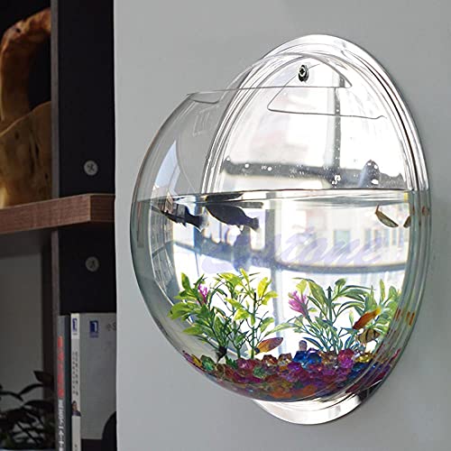 Wandbehangenes Fischglas für Aquarien, Wandmontierter Blumentopf aus Acryl, Aqua Aquarium-Dekoration, Pflanzgefäß, Mini-Glas, abgeflachtes Fischglas-Set für die Schreibtischanzeige (weiß, M) von FBHappiness