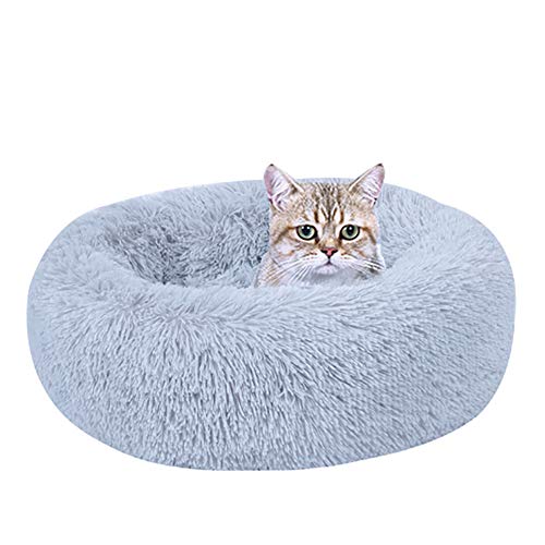 FC Fancy Cat Dog Rundes Bett aus Kunstfell, Plüsch, Kätzchen, Welpen, Donut, kuscheliges Kissen, maschinenwaschbar, warm, Schlafsack Sofa-Nest, S/M/L von FC Fancy