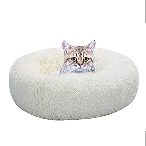 FC Fancy Cat Dog Rundes Bett aus Kunstfell, Plüsch, Kätzchen, Welpen, Donut, kuscheliges Kissen, maschinenwaschbar, warm, Schlafsack Sofa-Nest, S/M/L von FC Fancy