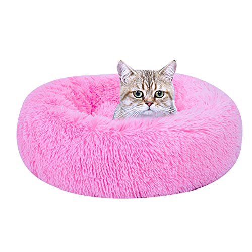 FC Fancy Cat Dog Rundes Bett aus Kunstfell, Plüsch, Kätzchen, Welpen, Donut, kuscheliges Kissen, maschinenwaschbar, warm, Schlafsack Sofa-Nest, S/M/L von FC Fancy