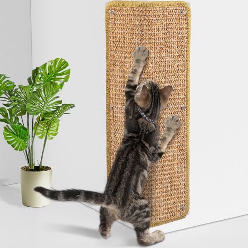 FCHERP Kratzmatte Katze aus Sisal,60x30cm Heftklammer Kratzbretter an Ecker, Kratzteppich, katzenkratzbretter,kratzmöbel schutzung,Kratzschutz an Wand/Sofa/Bett von FCHERP