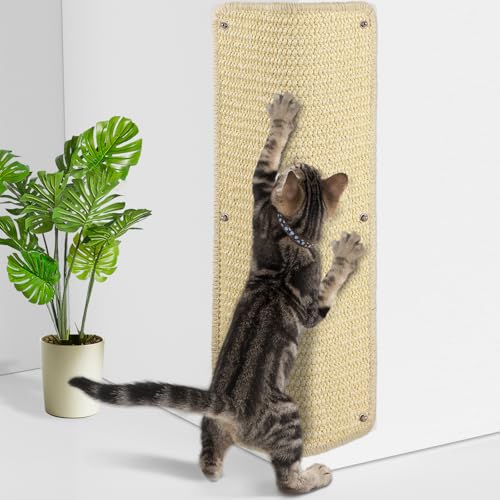 FCHERP Kratzmatte Katze aus Sisal,60x30cm Heftklammer Kratzbretter an Ecker, Kratzteppich, katzenkratzbretter,kratzmöbel schutzung,Kratzschutz an Wand/Sofa/Bett von FCHERP