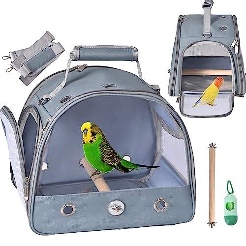 FCQQYWZ Vogelreisetasche, tragbarer Haustier-Vogel-Reisekäfig, Vogelreisetasche mit stehender Sitzstange, transparenter Reisekäfig für Papageien, Papageien, Kanarienvögel, Wellensittiche, Papageien von FCQQYWZ