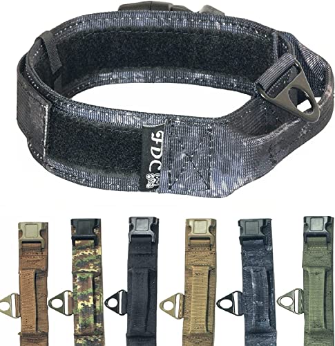 K9 Hundehalsband, robust, mit Griff, Klettverschluss, Breite 3,8 cm, Kunststoffschnalle, Größe M, Größe M: Halsumfang 27,9 cm – 30,5 cm, Kryptek Schwarz von FDC