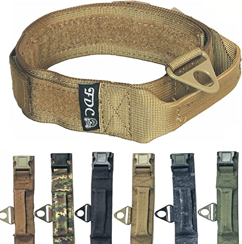 K9 Hundehalsband, robust, mit Griff, Klettverschluss, Breite 3,8 cm, Kunststoffschnalle, Größe M, L (XXL: Halsumfang 45,7 cm – 50,8 cm, Coyote Desert Tan) von FDC