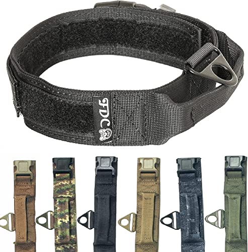 K9 Hundehalsband, robust, mit Klettverschluss, Breite 3,8 cm, Kunststoffschnalle, Größe M, L (XXL: Halsumfang 45,7 cm – 50,8 cm, Schwarz) von FDC