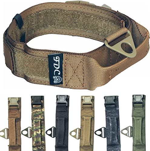 K9 Hundehalsband, strapazierfähig, mit Klettverschluss, Breite 3,8 cm, Kunststoffschnalle, Größe M, L (XXL: Halsumfang 45,7 cm – 50,8 cm, Militärbraun) von FDC