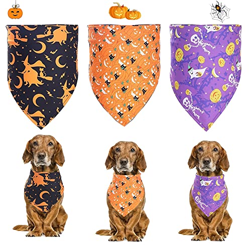 3 Stück Haustier Bandanas, Hunde Halloween Bandana, Feiertage Hunde Bandanas, Hunde Bandana, Waschbarer Hund Lätzchen für Halloween Haustier Kostüm Zubehör Dekoration von FDDD