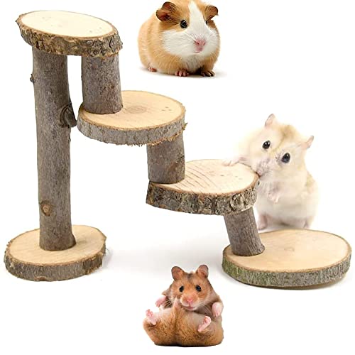 FDDD Hamster Spielzeug Aus Holz, Hamster Kletterspielzeug, Hamsterleiter Naturholz, Hamster Holzleiter Spielzeug, Hamstertreppe Brücke, für Hamster, Meerschweinchen, Chinchilla, Parrots, Squirrels von FDDD