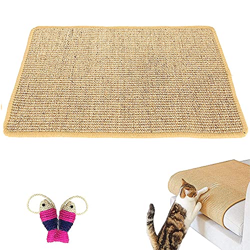 Katzenkratzmatte, Kratzschutz Katzenkratzmatte, Natürlicher Sisal Katzenkratzmatte, Katzenmahlkralle Flachs Kratzmatte Für Katzen für Hunde, Knirschen Mit Den Krallen, Spielen (Hellbraun) von FDDU