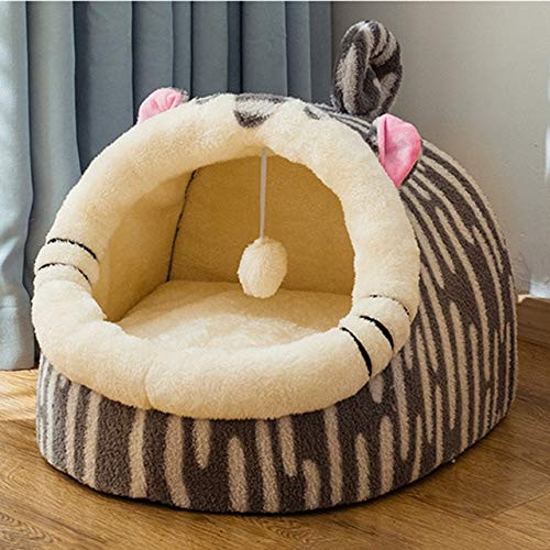 Abnehmbare Katzenbett Haus Zwingernest Nest Nest Wurf Hundebett Schlafsofa Kissen Haustierbett Katzenhaus Hundehaus Katzenmatte Kätzchen Bett-Käse Katze, M. von FDHGF