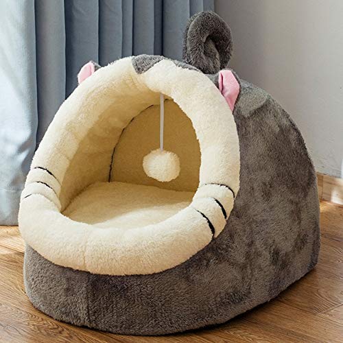 Abnehmbare Katzenbett Haus Zwingernest Nest Nest Wurf Hundebett Schlafsofa Kissen Haustierbett Katzenhaus Hundehaus Katzenmatte Kätzchen Bett grau, L. von FDHGF