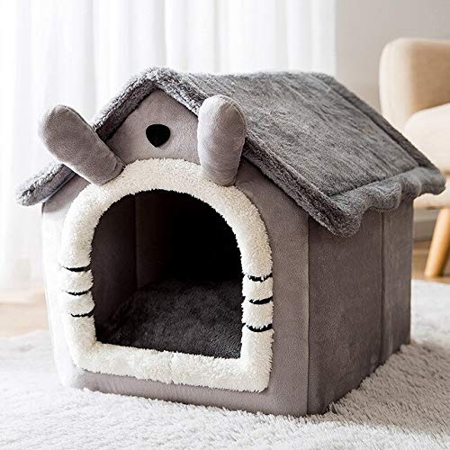 Abnehmbares Katzenbett Haus Zwingernest Nest Nest Katzenzelt Hundebett Warmes Hundehaus Kissen Schlafsofa Haustierprodukte Katzenhaus Haustier Bett-Grau, L. von FDHGF