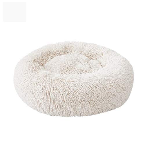 Pet Dog Cat Waschbares Bett Rundes, atmungsaktives Liegestuhl für Katzenhunde Superweiche Plüschkissen Hunde Matte Warmschlafdecke-Beige, 40 cm, China von FDHGF