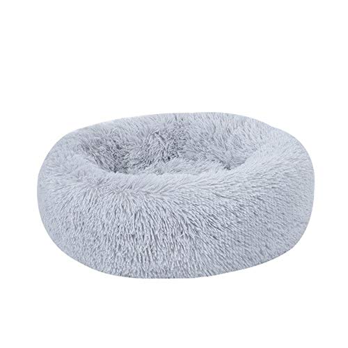 Pet Dog Cat Waschbares Bett Rundes, atmungsaktives Liegestuhl für Katzenhunde Superweiche Plüschkissen Hunde Matte Warmschlafdecke-Grau, 60 cm, China von FDHGF