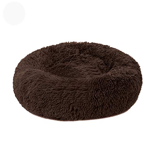 Pet Dog Cat Waschbares Bett Rundes, atmungsaktives Liegestuhl für Katzenhunde Superweiche Plüschkissen Hunde Matte Warmschlafdecke-Kaffee, 50 cm, USA von FDHGF