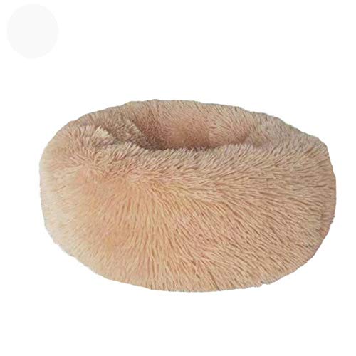 Pet Dog Cat Waschbares Bett Rundes, atmungsaktives Liegestuhl für Katzenhunde Superweiche Plüschkissen Hunde Matte Warmschlafdecke-Khaki, 50 cm, China von FDHGF