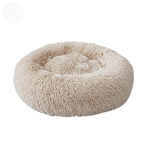 Pet Dog Cat Waschbares Bett Rundes, atmungsaktives Liegestuhl für Katzenhunde Superweiche Plüschkissen Hundematte Warmschlafdecke Leichter Kaffee, 40 cm, China von FDHGF