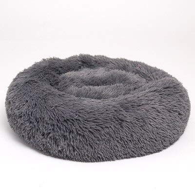 Superweiche Hundebett Plüsch Katzenmatte Hundebetten für große Hunde Bett Haus Runde Kissen Haustier Produktzubehör -Grau, 40cm von FDHGF