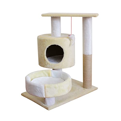 Für Indoor-Katzen, 15,2 cm, 3 Schichten, Katzenhütte, stabiles Katzenklettergerüst, bequemes Flanell-Katzenhaus mit Kratzbäumen, lustiger Vergnügungspark für Katzen, klein (Farbe: Gelb) von FDINUDIGUHTTYYYY