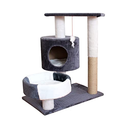 Für Indoor-Katzen, 15,2 cm, 3 Schichten, Katzenhütte, stabiles Katzenklettergerüst, bequemes Flanell-Katzenhaus mit Kratzbäumen, lustiger Vergnügungspark für Katzen, klein (Farbe: Grau) von FDINUDIGUHTTYYYY