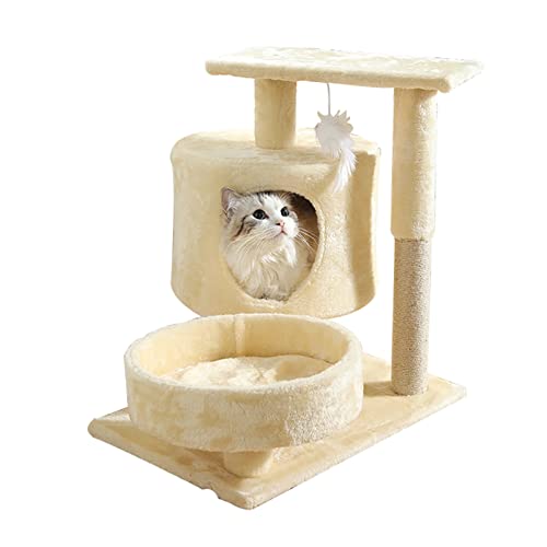 Für Indoor-Katzen 20. 22,9 cm, 3 Schichten, Katzenhütte, stabiles Katzenklettergerüst, bequemes Flanell-Katzenhaus mit Kratzbäumen, lustiger Vergnügungspark für Katzen, klein (Farbe: Gelb) von FDINUDIGUHTTYYYY