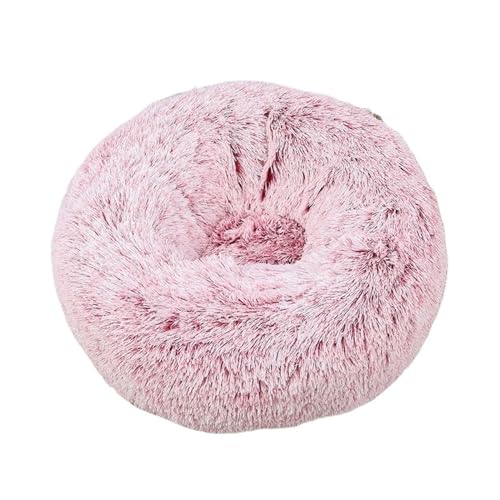 Gemütliches und warmes rundes Hundebett - perfekt für Katzen und kleine Hunde, Tiefschlaf und Komfort für alle Jahreszeiten, direkt von der Herstellung (Farbe: Farbverlauf rosa rosa, Größe : 50 cm) von FDINUDIGUHTTYYYY