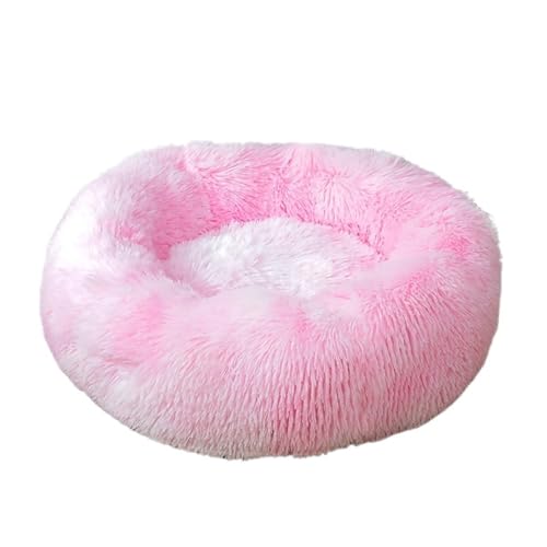 Gemütliches und warmes rundes Hundebett – perfekt für Katzen und kleine Hunde, tiefer Schlaf und Komfort für alle Jahreszeiten, direkt aus der Herstellung (Farbe: Farbverlauf, Rosa, Größe: 90 cm) von FDINUDIGUHTTYYYY