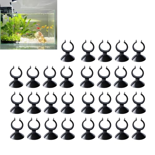 FDJZXW 30 Stück Saugnapf Aquarium,Aquarium Saugnpfe Halter Saugnpfe Clips,Saugnäpfe Aquarium,Schwarzes Aquarium Heizer Saugnäpfe,Halter Fisch Tank Saugnäpfe,Geeignet für Aquarium (17×30 mm) von FDJZXW