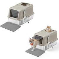 FEANDREA 2er Edelstahl Katzentoilette XL mit Deckel 2 Eingängen beige FEANDREA 2er Edelstahl Katzentoilette XL mit Deckel 2 Eingängen beige von FEANDREA