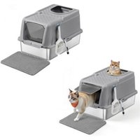 FEANDREA 2er Edelstahl Katzentoilette XL mit Deckel 2 Eingängen grau FEANDREA 2er Edelstahl Katzentoilette XL mit Deckel 2 Eingängen grau von FEANDREA