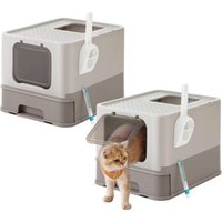 FEANDREA 2er Katzentoilette, mit Deckel hellgrau FEANDREA 2er Katzentoilette, mit Deckel hellgrau von FEANDREA