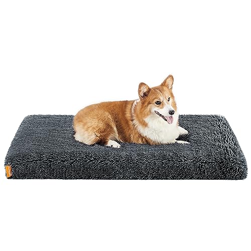 Feandrea Hundebett, orthopädisches Hundekissen, mit Noppenschaumstoff gepolstert, Bezug abnehmbar und waschbar, Größe L, für mittlere Hunde, 95 x 60 x 8 cm, dunkelgrau PGW212G02 von Feandrea