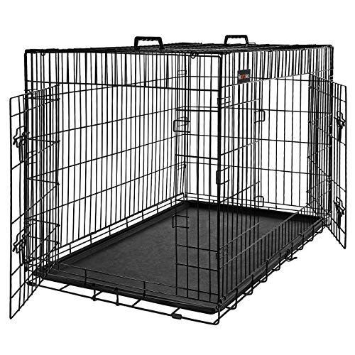 Feandrea Hundekäfig, Hundebox, zusammenklappbar, transportabel, 2 Türen, 92,5 x 57,5 x 64 cm, schwarz PPD36BK von Feandrea