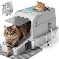 FEANDREA Katzenklo Edelstahl, geschlossen Katzentoilette, 2 Eingänge hellgrau FEANDREA Katzenklo Edelstahl, geschlossen Katzentoilette, 2 Eingänge hellgrau von FEANDREA