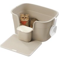 FEANDREA Katzentoilette für große Katzen mit hohen Seitenwänden beige von FEANDREA