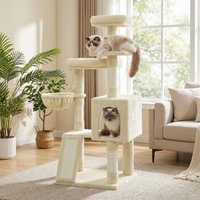 FEANDREA Kletterbaum mehrstufig, mit Rampe, Kratzsäulen, 3 Plattformen,136 cm beige FEANDREA Kletterbaum mehrstufig, mit Rampe, Kratzsäulen, 3 Plattformen,136 cm beige von FEANDREA