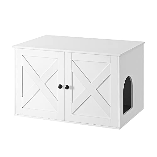 Feandrea Katzenhaus, Katzenklo-Schrank mit herausnehmbarer Trennwand, Tisch, 80 x 53 x 50 cm, weiß PCL002W01 von Feandrea