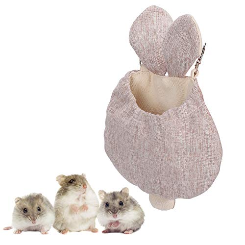 FEAW Hamster Hängenest, Schlafsack für Kleintiere, Leinen, beige, braun, für Frettchen, Igel, Zuckersegelflugzeug, Chinchillas(L) von FEAW