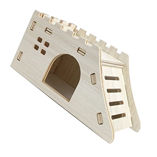 FEAW Hamster-Kletterhaus, Stimulieren Hamster-Übungsversteck Holz-Hamster-Spielzeug für Hamster-Zubehör (Kletterleiter Kleine Burg, 15x7x5cm) von FEAW