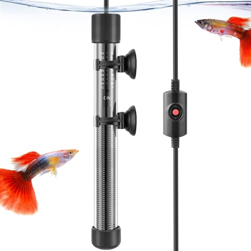 FEDOUR Eingedicktes Glas Aquarium Heizung: 400W Leistungsstarke Aquarium Heizstab mit Controller, Einstellbar Aquariumheizer für Meerwasser/Frischwasser, für 140-350L Aquarium, Schildkrötenbecken von FEDOUR