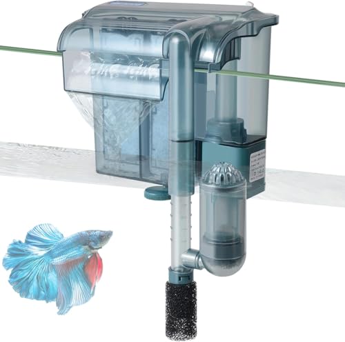 FEDOUR Leiser 350LPH Aquarien Außenfilter - 3W Einstellbarer Aquarium Filter mit 2 Filterpatronen für 20-55L Aquarium, mit Schwimmerventil und Verlängertem Einlassrohr von FEDOUR