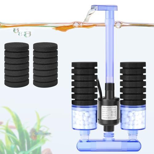 FEDOUR Aquarium Schwammfilter mit Wasserpumpe, Leiser elektrischer biochemischer Aquarienfilter, Aquarium Innenfilter, für bis zu 120L Fisch, Schildkröten und Garnelen Aquarium von FEDOUR